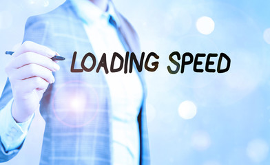 Poster - Conceptual hand writing showing Loading Speed. Concept meaning time takes to download and display the content of a web page