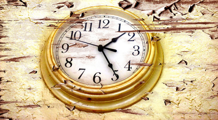 Close up abstract grunge style old clock face