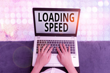 Poster - Conceptual hand writing showing Loading Speed. Concept meaning time takes to download and display the content of a web page