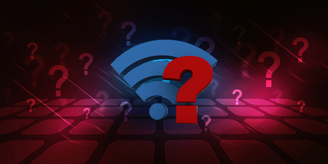 Poster - 3d illustration WiFi symbol with question mark