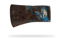 Vintage Blue Axe Head On White Background With Shadow