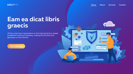 Aufkleber - Personal digital security. Defence, protection from hackers, scammers flat vector illustration. Data breaches, data leakage prevention concept for banner, website design or landing web page
