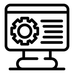 Poster - Monitor gear system icon. Outline monitor gear system vector icon for web design isolated on white background