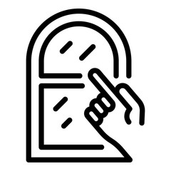 Poster - Window hand show icon. Outline window hand show vector icon for web design isolated on white background