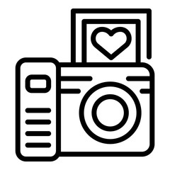 Wall Mural - Wedding camera icon. Outline wedding camera vector icon for web design isolated on white background