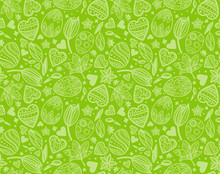 Easter Egg Seamless Green Pattern With Hearts, Flowers For Wrapping, Card, Paper. Duotone Background
