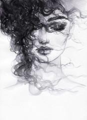 Poster - woman face. illustration. watercolor painting