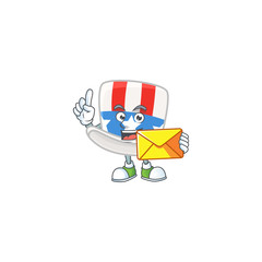 Sticker - Happily uncle sam hat mascot design style with envelope