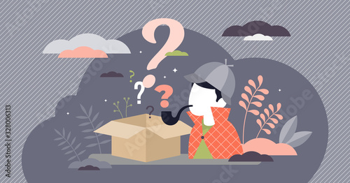 Fotografía Mystery box wonder concept, flat tiny person vector illustration