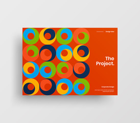 Creative business presentation vector A4 horizontal orientation front page mock up. Modern corporate report cover abstract geometric illustration design layout. Company identity brochure template.