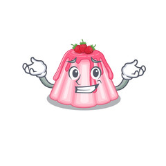 Wall Mural - cute Grinning strawberry jelly mascot cartoon style