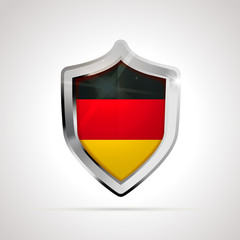 Wall Mural - Germany flag projected as a glossy shield on a white background