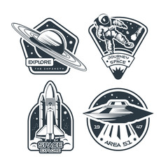 Wall Mural - space emblem monochrome set