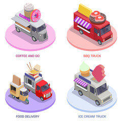 Wall Mural - Food Trucks Isometric Set