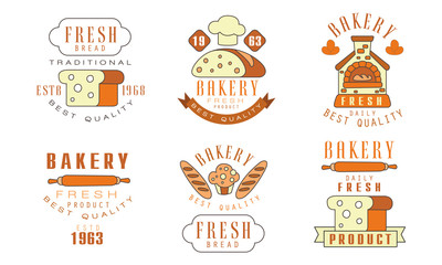 Sticker - Premium Bakery Logo Design Collection, Daily Fresh Products Vector Illustration on White Background