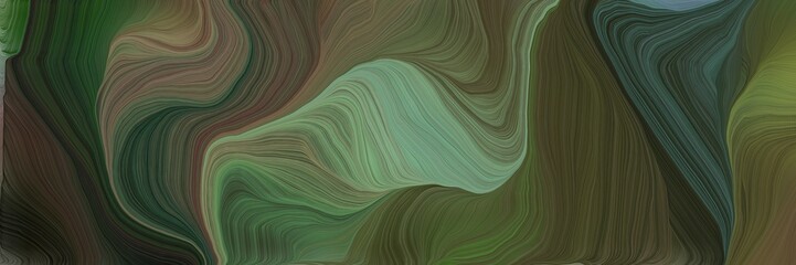 Poster - landscape orientation graphic with waves. modern soft swirl waves background design with dark olive green, dark slate gray and gray gray color
