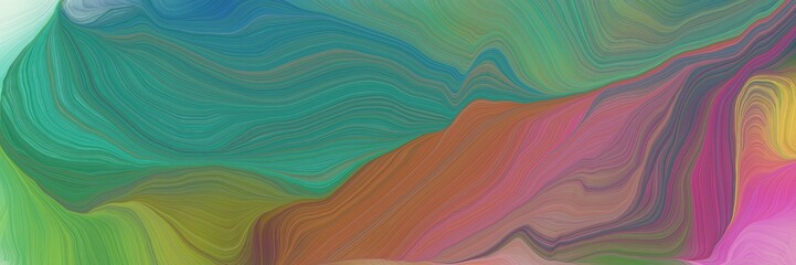 Poster - landscape orientation graphic with waves. abstract waves design with dim gray, rosy brown and teal blue color