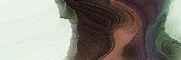 Poster - landscape orientation graphic with waves. modern soft curvy waves background illustration with beige, very dark violet and dark gray color