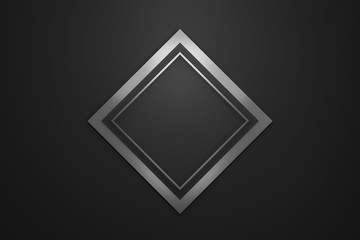 Poster - Blank logo frame with modern style on black background. Empty silver template for design emblem and square shape. 3D rendering.