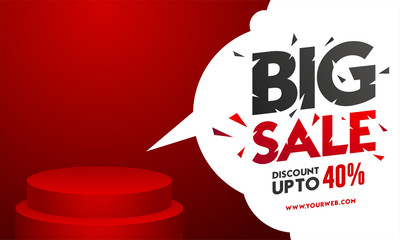 Sticker - UP TO 40% Off for Big Sale Banner Design with 3D Empty Podium or Stage.