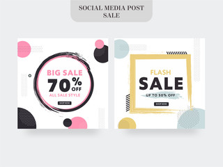 Wall Mural - Social Media Sale Poster Design with Different Discount Offer in Two Color Option.