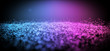 Glowing Sparkling Classic Pantone Cyber Blue Purple Vibrant Tiny Particles Glitter Cloud On Dark Empty Background For Text With Shallow Dof Focus 3D Rendering