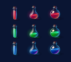 Leinwandbilder - Set of vector icons, objects, things, item. Game concept and design. Design element. Magical magic. Game assets and tile. Fantasy, fiction style.