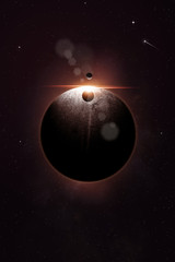 Wall Mural - space planet background. 3d illustration