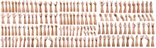 SUPER SET Of Male Asian Hand Gestures Isolated Over The White Background. Grab With Five Fingers Action. Sexual Sign. Masturbation.Pointing Visual Touch Action.
