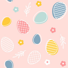 Easter Seamless Patterns. Spring Pattern For Banners, Posters, Cover Design Templates, Social Media Stories Wallpapers And Greeting Cards.