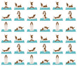 Yoga dogs poses and exercises. Basset hound seamless pattern