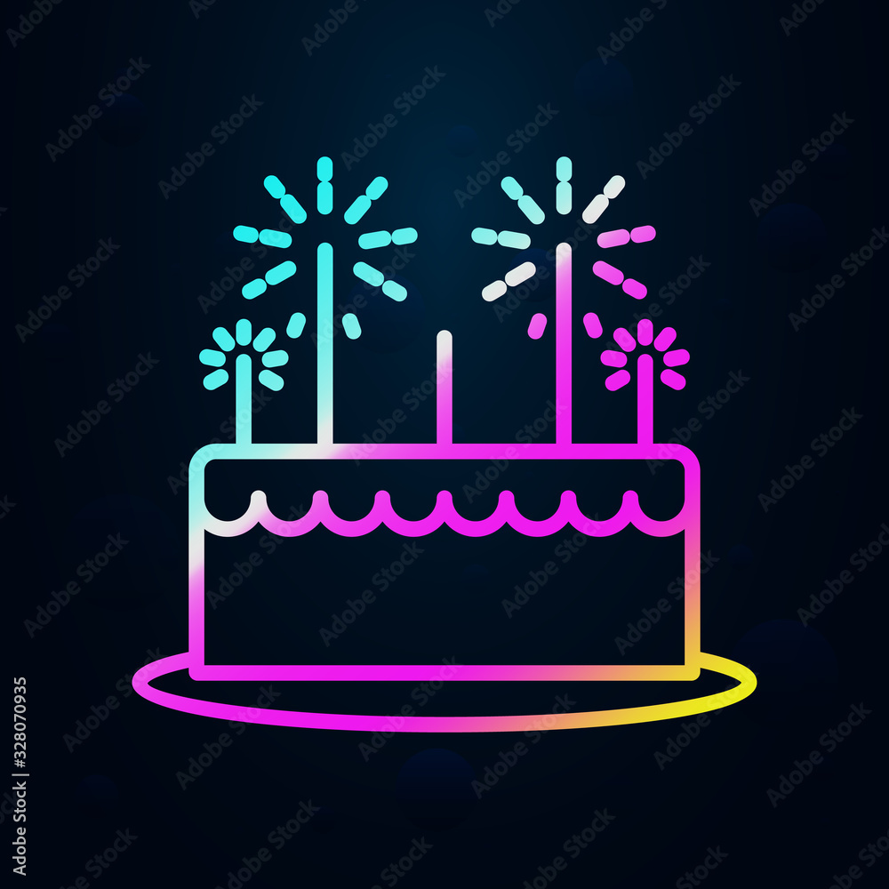 birthday cake in nolan style icon. Simple thin line, outline vector of ...