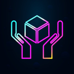 Poster - hands guard the parcel in nolan style icon. Simple thin line, outline vector of cargo logistic icons for ui and ux, website or mobile application