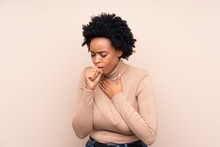 African American Woman Over Isolated Background Is Suffering With Cough And Feeling Bad