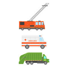 Poster - Cartoon Color Emergency Car Icon Set. Vector