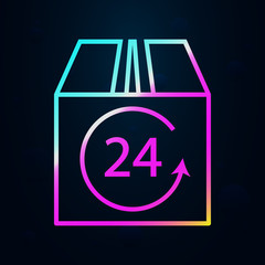 Poster - 24 hours delivery parcel in nolan style icon. Simple thin line, outline vector of cargo logistic icons for ui and ux, website or mobile application