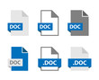 DOC files document icon set, DOC file format sign