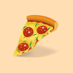 Sticker - Realistic 3d Detailed Pizza Slice Italian Fast Food. Vector