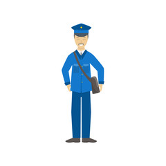 Poster - Cartoon Color Postman Male Character Person. Vector