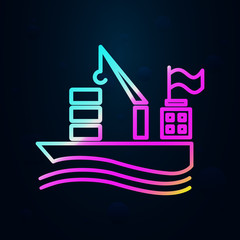 Poster - loading ship in nolan style icon. Simple thin line, outline vector of cargo logistic icons for ui and ux, website or mobile application