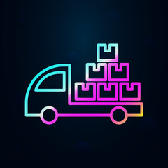 Poster - lorry with parcels in nolan style icon. Simple thin line, outline vector of cargo logistic icons for ui and ux, website or mobile application