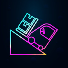 Poster - Forklift with cargo in nolan style icon. Simple thin line, outline vector of cargo logistic icons for ui and ux, website or mobile application