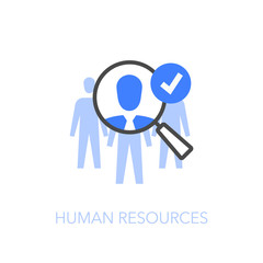 Poster - Human resources symbol with a magnifier looking for new employee or key person. Easy to use for your website or presentation.