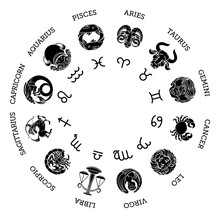 Astrological Zodiac Horoscope Star Signs Symbols Icon Set