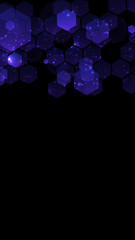 Fototapete - Modern dark background with hexagons for mobile app. Modern dark abstract vector texture. Hexagon pattern. Gradient web ui design. Mobile app interface. Vector illustration layout template design.