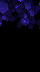 Fototapete - Modern dark background with hexagons for mobile app. Modern dark abstract vector texture. Hexagon pattern. Gradient web ui design. Mobile app interface. Vector illustration layout template design.