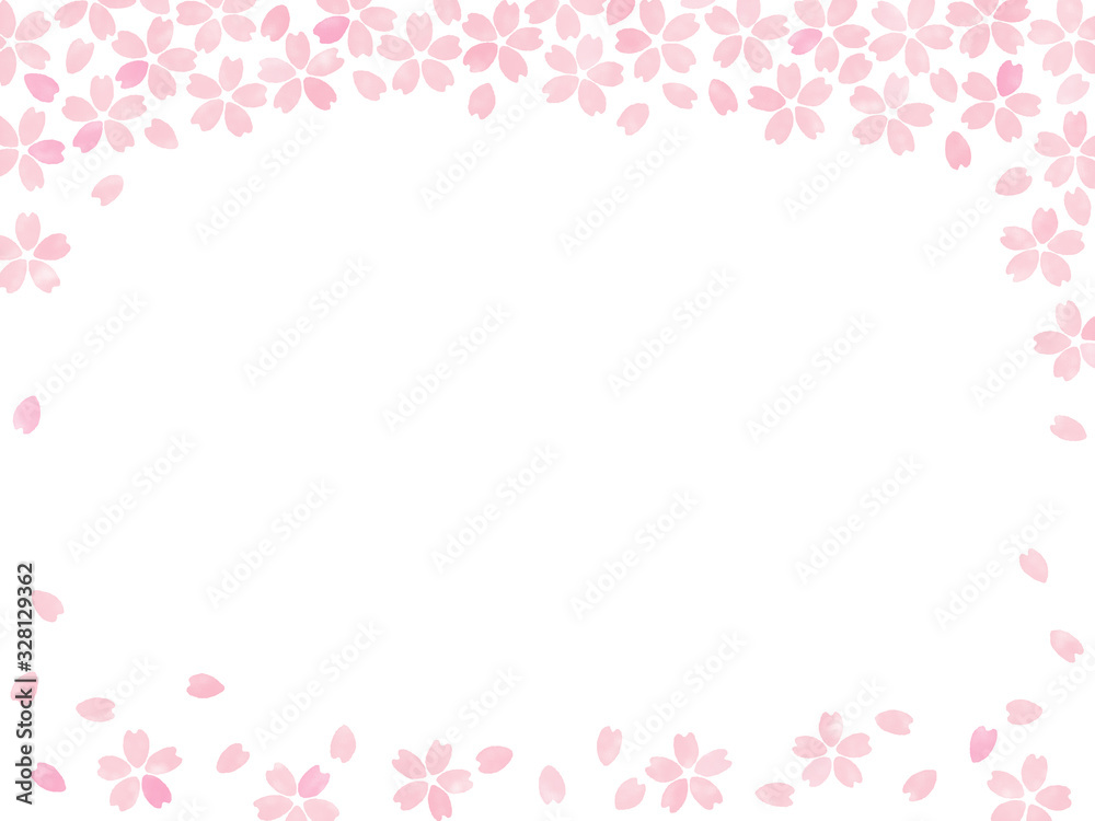 Obraz Premium 桜 フレーム 手描き風 上下飾り枠 薄紅 Kwiaty Obraz Premium Obraz Premium 桜 フレーム 手描き風 上下飾り枠 薄紅 Kwiaty Obraz Premium