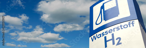 Fotomural Schild Wasserstoff-Tankstelle