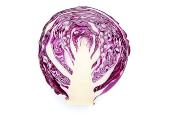 Wall Mural - Fresh red cabbage isolated on white background