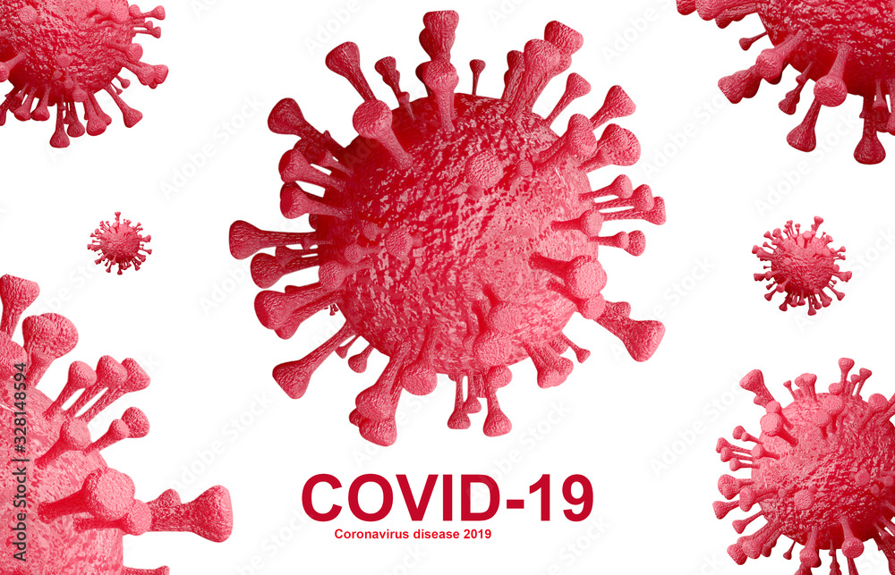 medical illustration group of Corona virus  background , Covid-19 , 3D-rendering - obrazy, fototapety, plakaty 